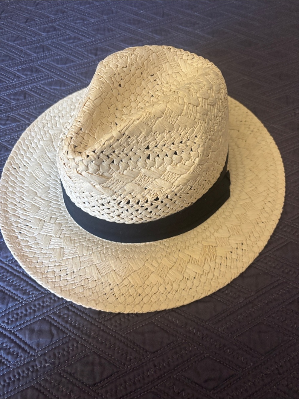 Ruggine Classic Straw Fedora Hat with Black Band - Natural